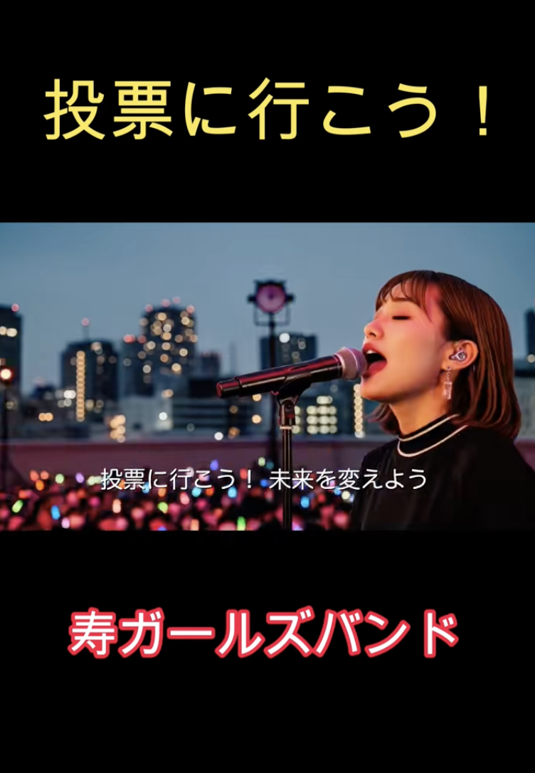【寿ガールズバンド（先行）】「投票に行こう！」 #参議院選挙 #寿ガールズバンド #Rock #girlsband #期日前投票もあるよ #投票に行こう